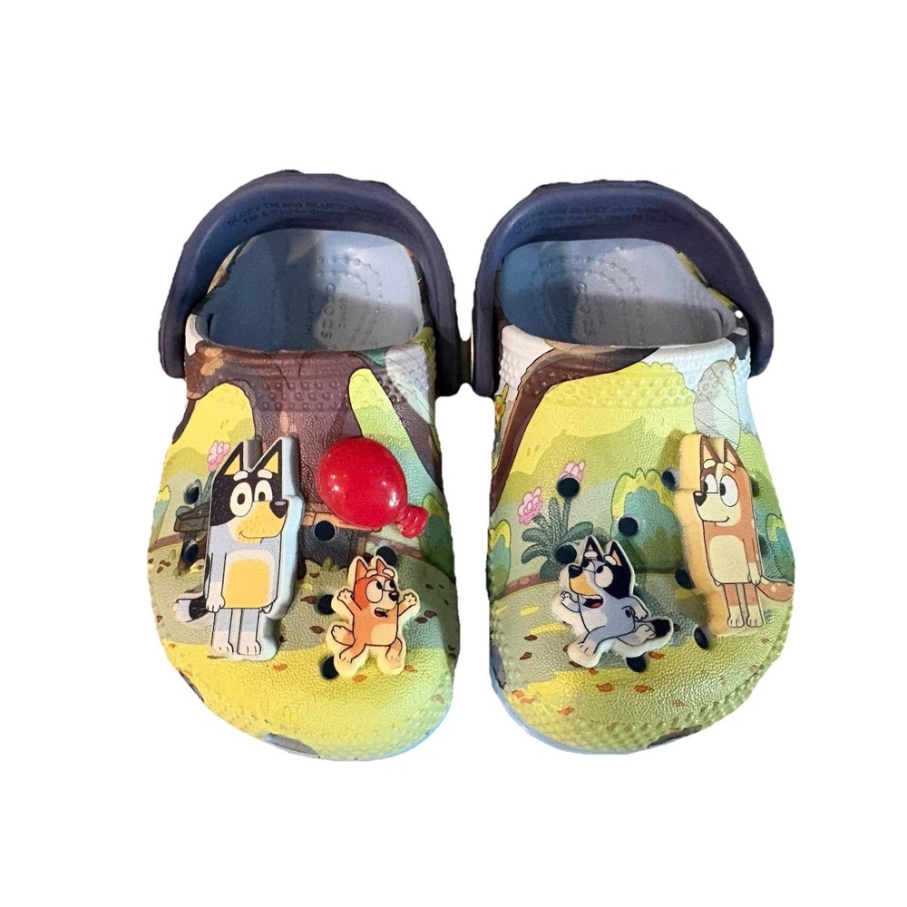 Bluey Disney Toddler Crocs - Authentic - Size C5 - With 3D Charms - NonRemovable